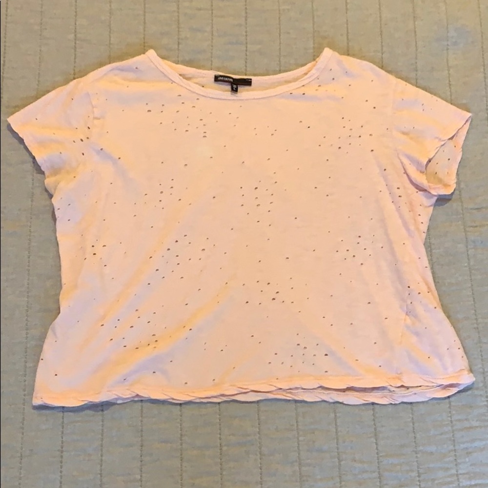 Cropped pink ribbed t-shirt